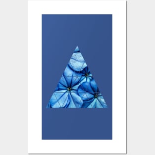 Geometric Triangle Design- Blue Flowers Posters and Art